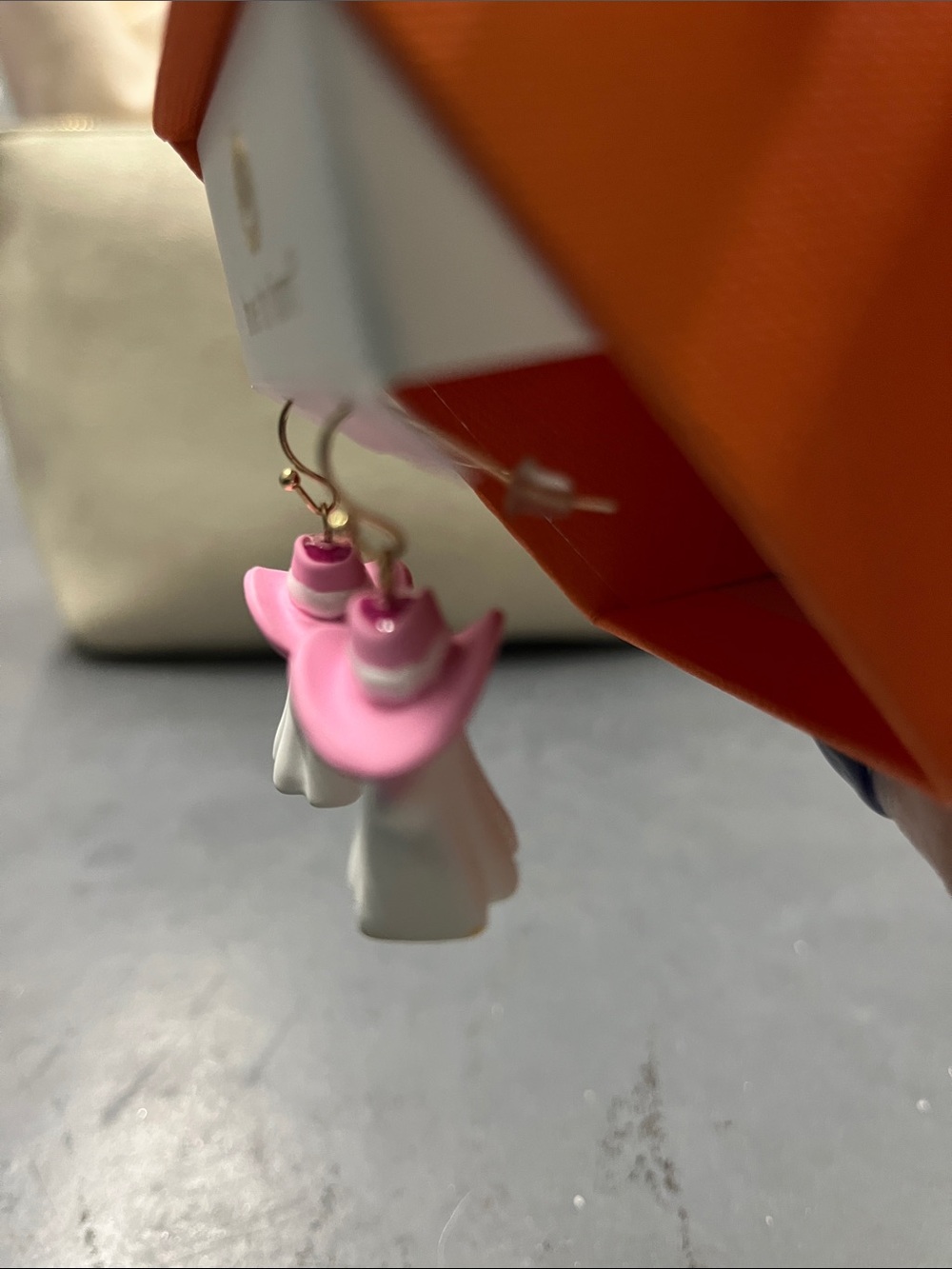 NIB True to Form Pink Hat Ghost Dangle Earrings - Picture 2 of 4